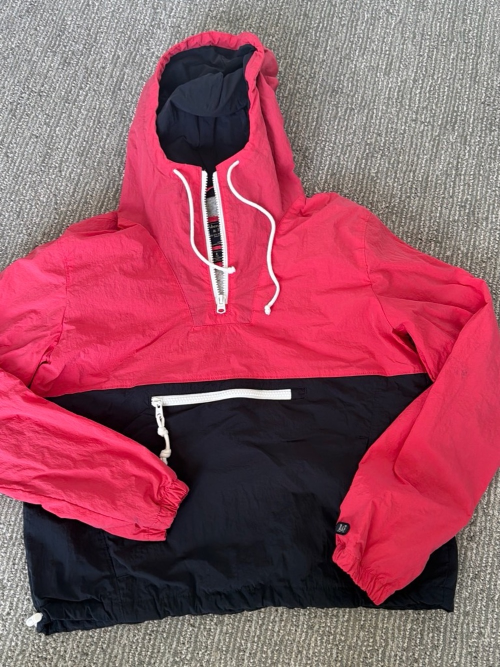 Abercrombie & Fitch Pink and Navy Hooded Pullover Jacket